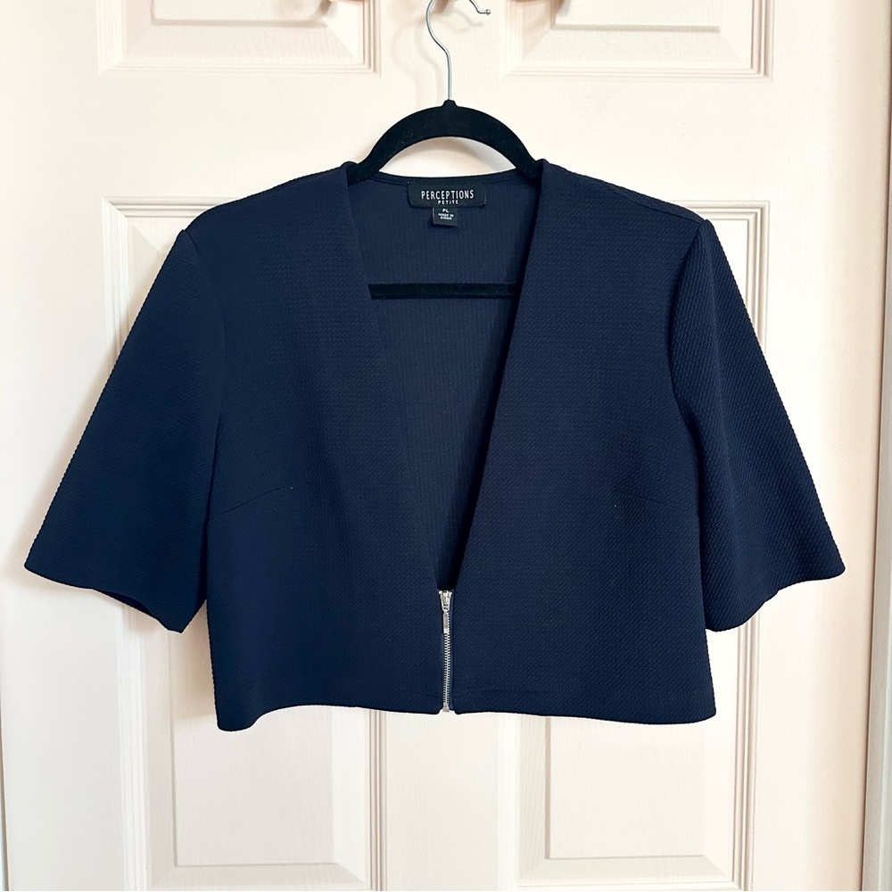 Dark blue perception crop jacket